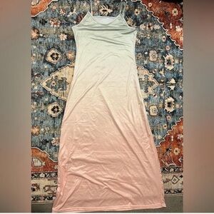 Women’s Maxi Green and Pink Ombré Slip Dress